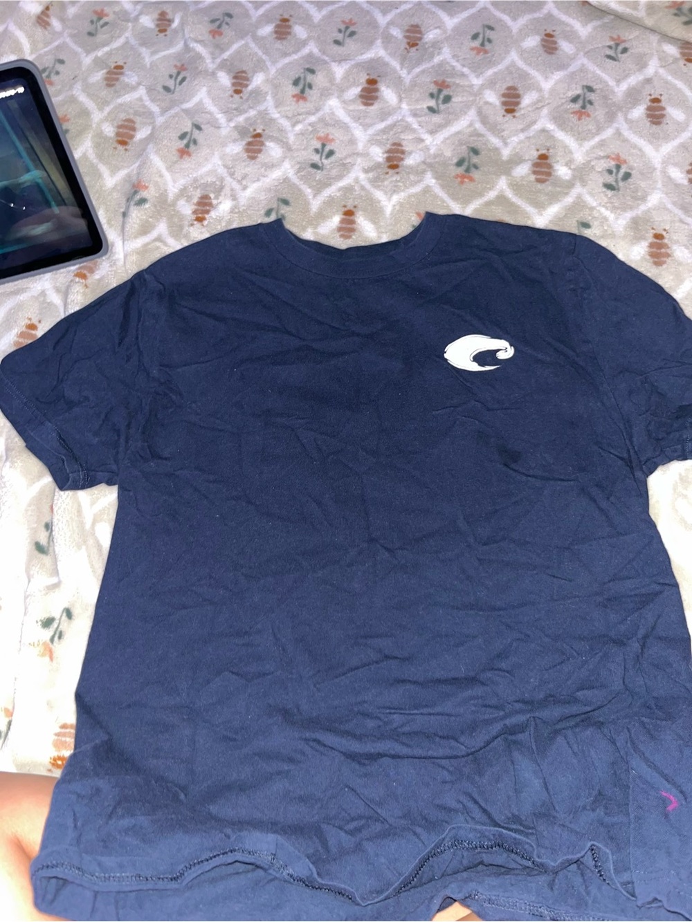 Costa Navy Short Sleeve Tee with White Wave Logo